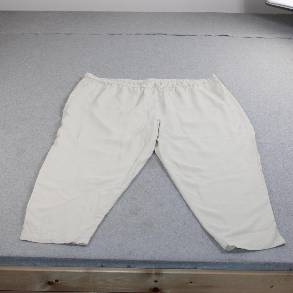 Eileen Fisher Silk Pants Women 2X White Crop Tapered Lined Pull On Stretch READ